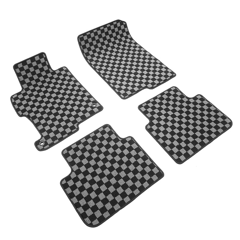 2013-2017 Honda Accord Floor Mat Carpet Black Gray Plaid Polypropylene