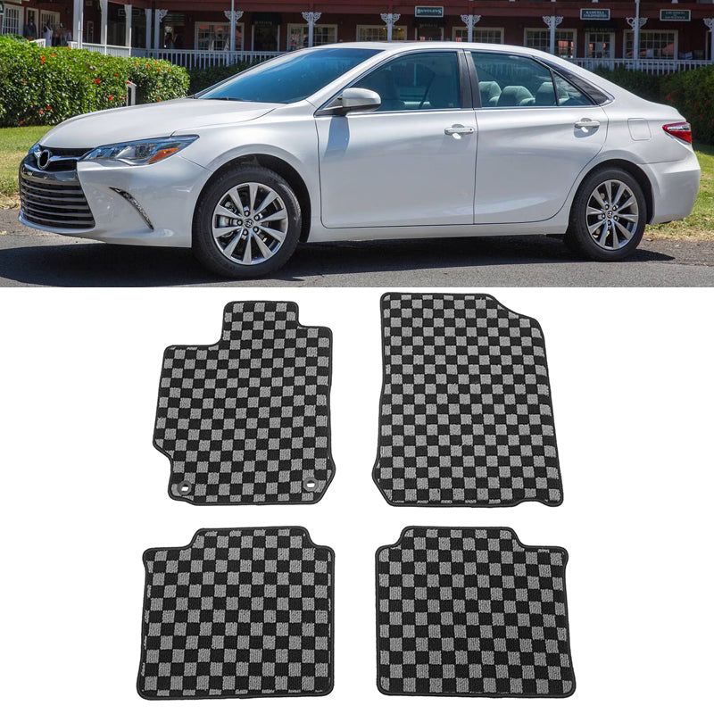 2012-2017 Toyota Camry Floor Mat Carpet Black Gray Plaid Polypropylene