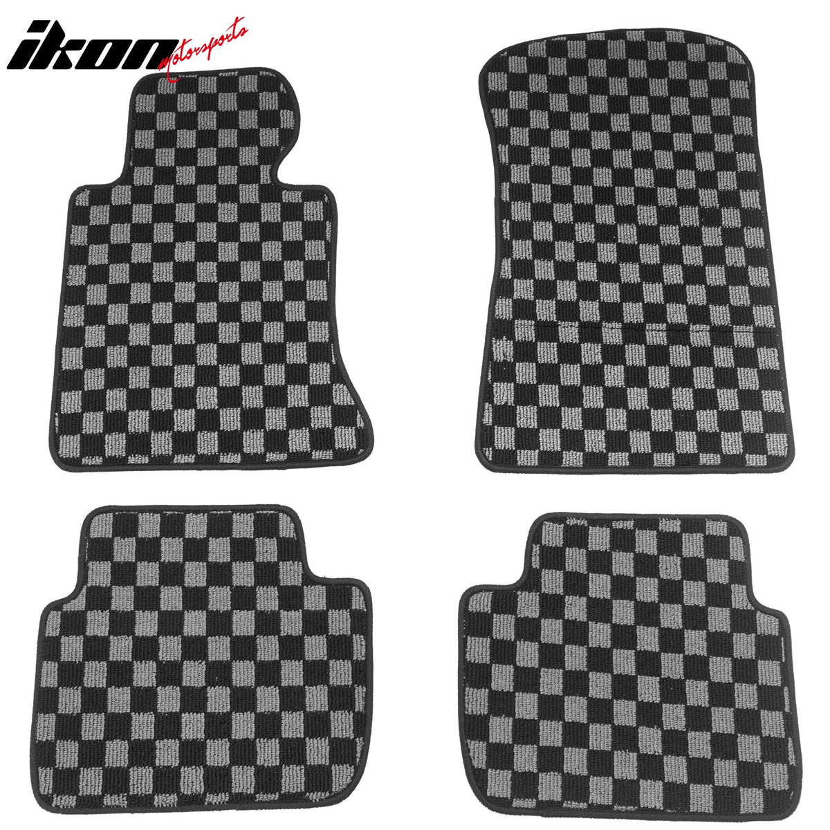 BMW 3 Series E46 2DR 4DR 1998-2006 Floor Mats Carpet Black Gray Plaid Polypropylene