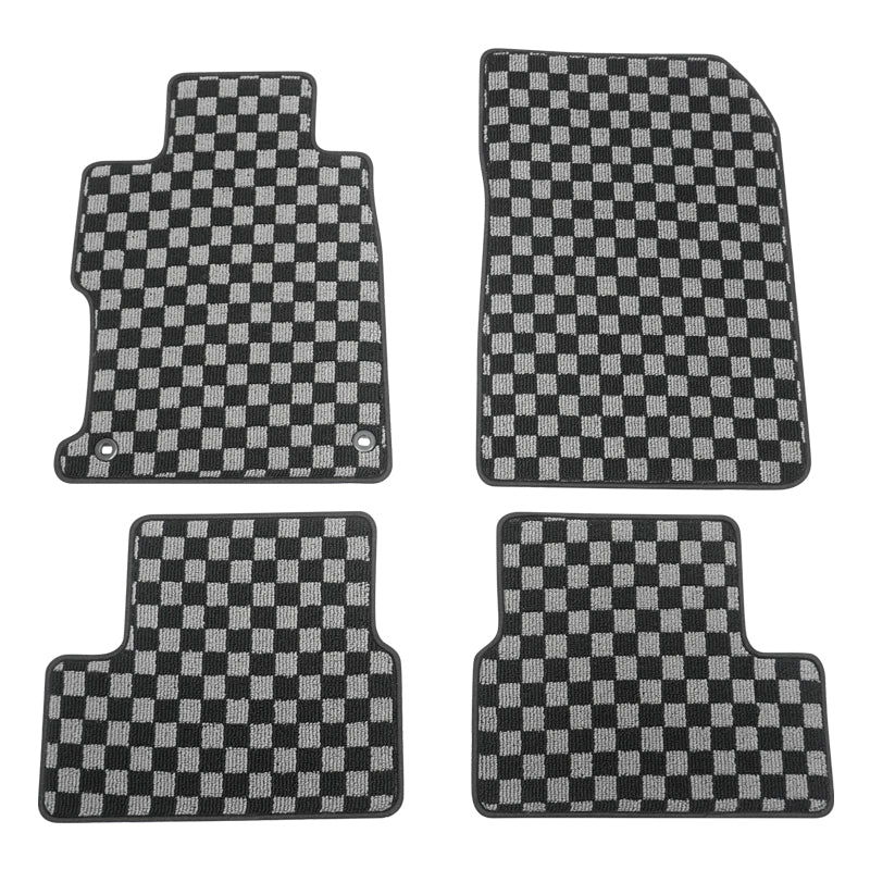 2012-2015 Honda Civic Floor Mats Carpet Black Gray Plaid Polypropylene