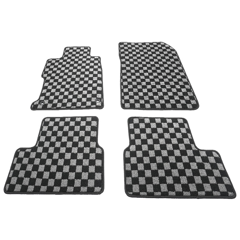 2012-2015 Honda Civic Floor Mats Carpet Black Gray Plaid Polypropylene