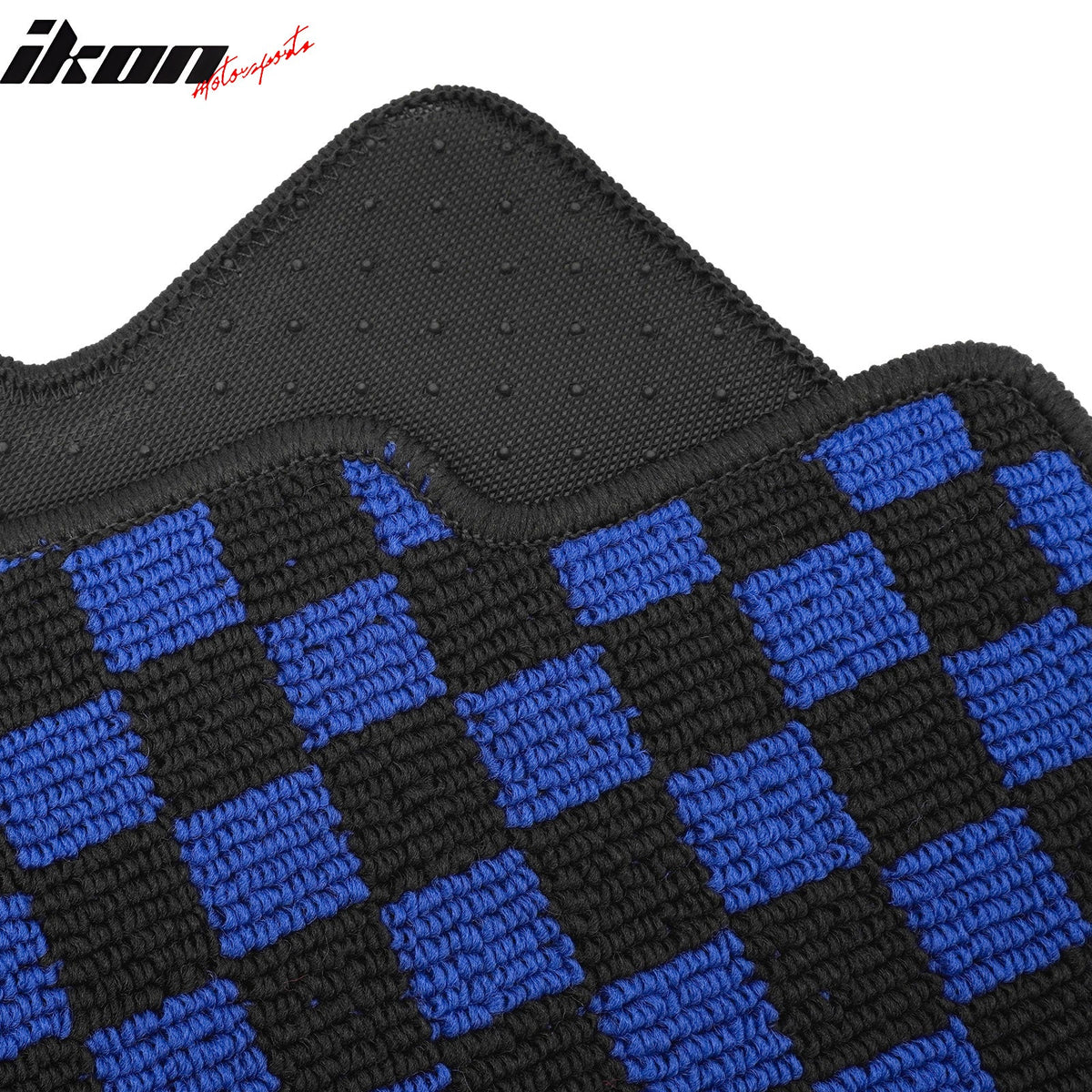 Front Rear Waterproof Floor Mats for Nissan Altima Sedan 4-Door 2013-2018 Black Blue Plaid Checkered Carpets PP & Loop Pile Surface & TPE Backing 4PCS