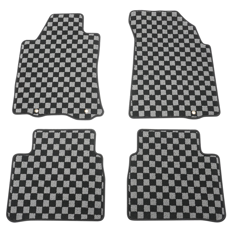 Floor Mats for Nissan Altima 2013-2018 Black Gray Plaid Polypropylene