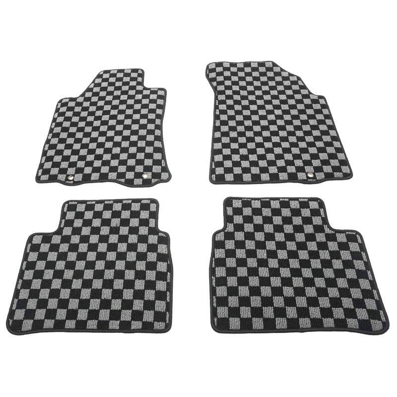 Floor Mats for Nissan Altima 2013-2018 Black Gray Plaid Polypropylene