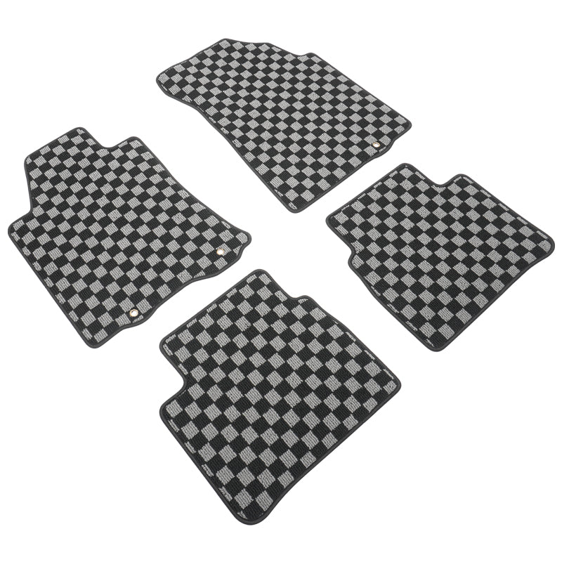 Floor Mats for Nissan Altima 2013-2018 Black Gray Plaid Polypropylene