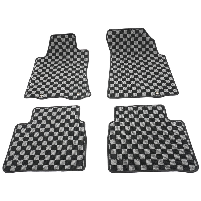 Floor Mats for Nissan Altima 2013-2018 Black Gray Plaid Polypropylene