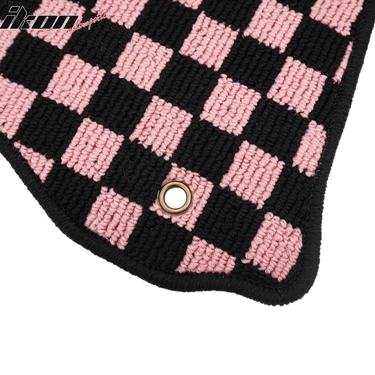 Front Rear Waterproof Floor Mats for Nissan Altima Sedan 4-Door 2013-2018 Black Pink Plaid Checkered Carpets PP & Loop Pile Surface & TPE Backing 4PCS