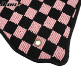 Front Rear Waterproof Floor Mats for Nissan Altima Sedan 4-Door 2013-2018 Black Pink Plaid Checkered Carpets PP & Loop Pile Surface & TPE Backing 4PCS