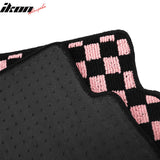 Front Rear Waterproof Floor Mats for Nissan Altima Sedan 4-Door 2013-2018 Black Pink Plaid Checkered Carpets PP & Loop Pile Surface & TPE Backing 4PCS