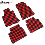 Front Rear Waterproof Floor Mats for Nissan Altima Sedan 4-Door 2013-2018 Black Red Plaid Checkered Carpets PP & Loop Pile Surface & TPE Backing 4PCS