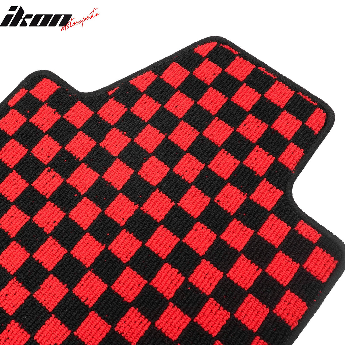 Front Rear Waterproof Floor Mats for Nissan Altima Sedan 4-Door 2013-2018 Black Red Plaid Checkered Carpets PP & Loop Pile Surface & TPE Backing 4PCS