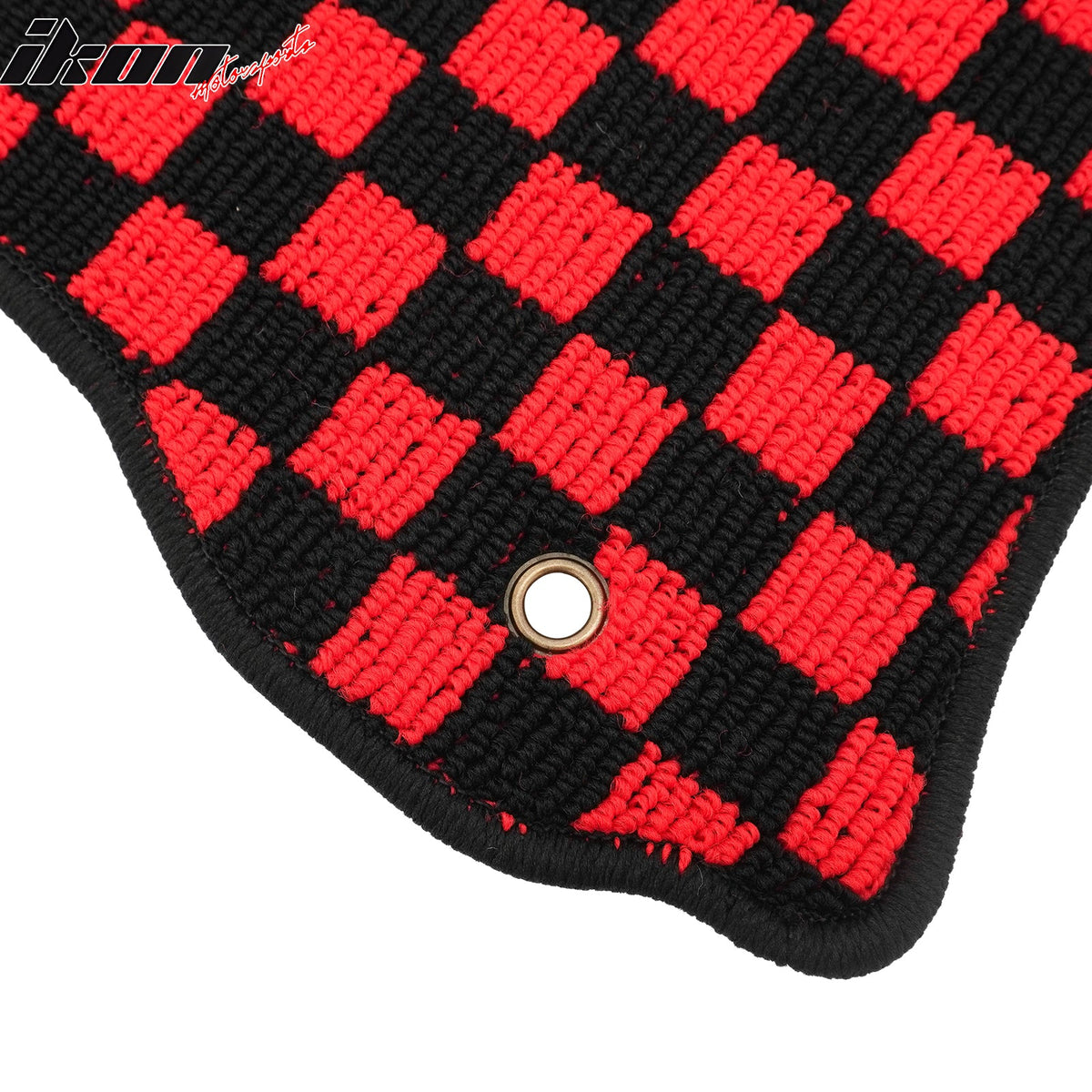 Front Rear Waterproof Floor Mats for Nissan Altima Sedan 4-Door 2013-2018 Black Red Plaid Checkered Carpets PP & Loop Pile Surface & TPE Backing 4PCS
