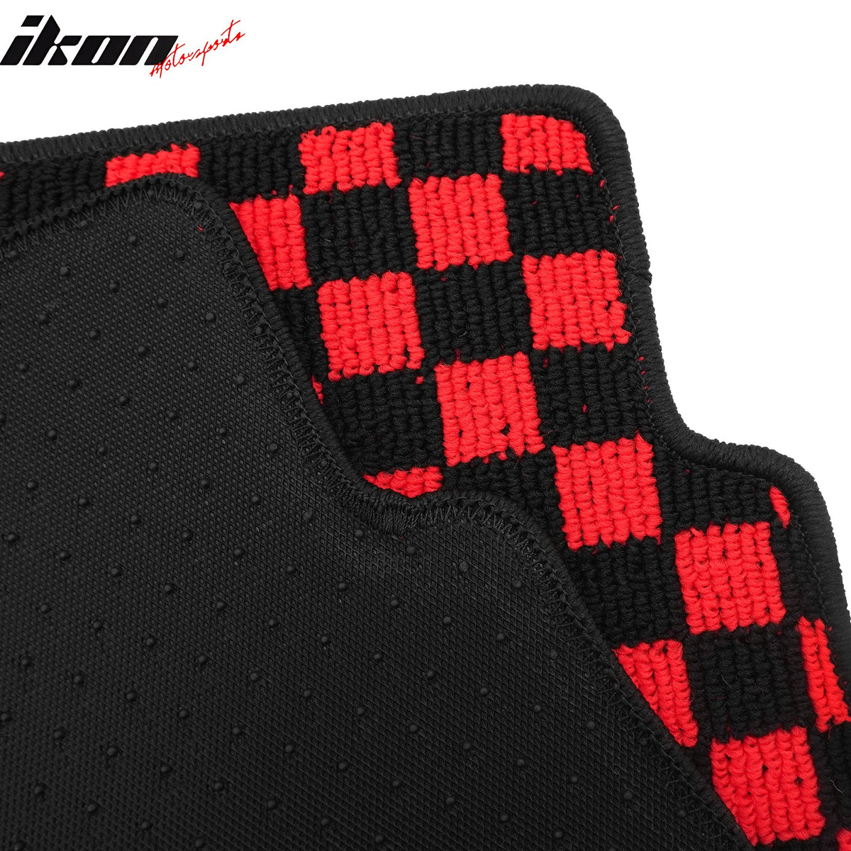 Front Rear Waterproof Floor Mats for Nissan Altima Sedan 4-Door 2013-2018 Black Red Plaid Checkered Carpets PP & Loop Pile Surface & TPE Backing 4PCS
