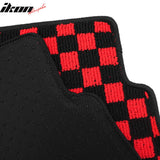 Front Rear Waterproof Floor Mats for Nissan Altima Sedan 4-Door 2013-2018 Black Red Plaid Checkered Carpets PP & Loop Pile Surface & TPE Backing 4PCS