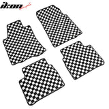 Front Rear Waterproof Floor Mats for Nissan Altima Sedan 4-Door 2013-2018 Black White Plaid Checkered Carpets PP & Loop Pile Surface & TPE Backing 4PC