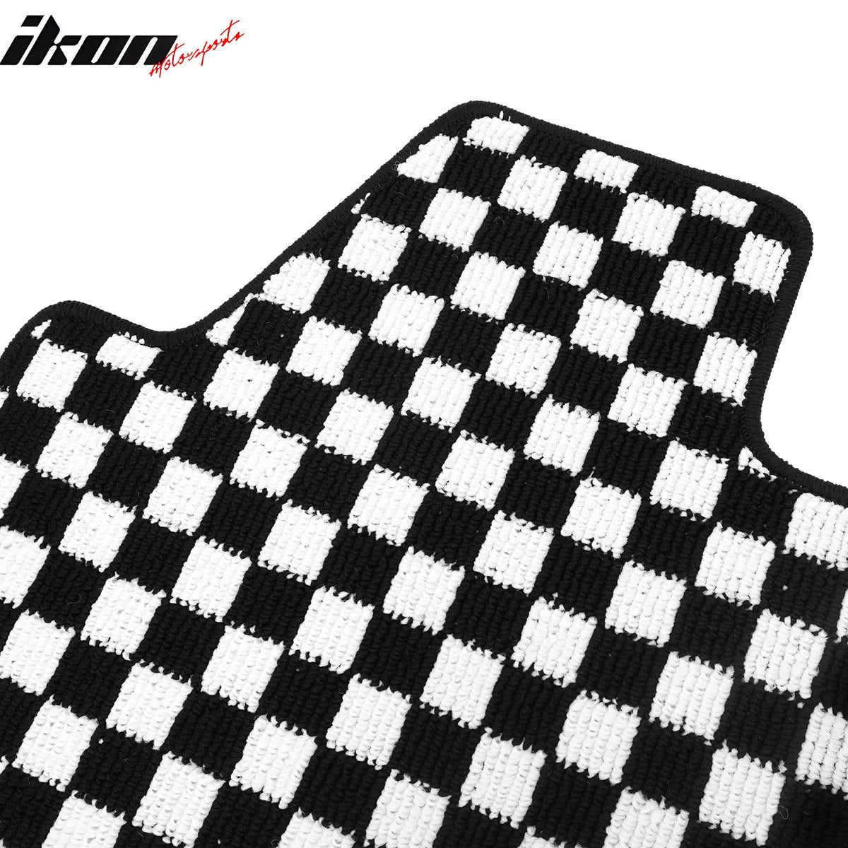 Front Rear Waterproof Floor Mats for Nissan Altima Sedan 4-Door 2013-2018 Black White Plaid Checkered Carpets PP & Loop Pile Surface & TPE Backing 4PC