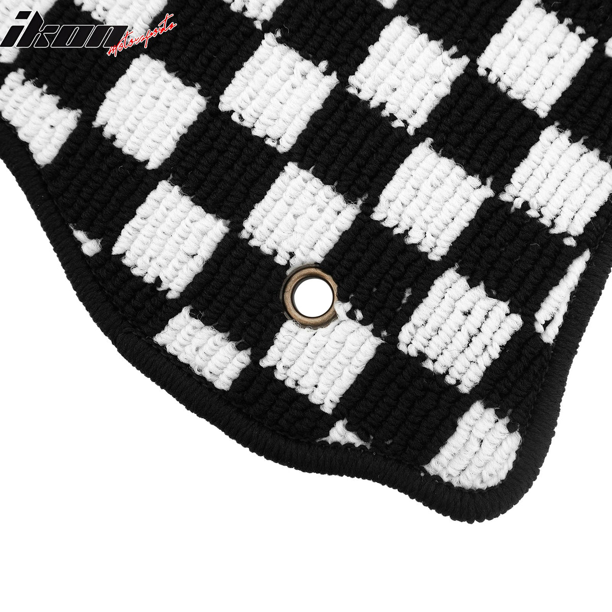 Front Rear Waterproof Floor Mats for Nissan Altima Sedan 4-Door 2013-2018 Black White Plaid Checkered Carpets PP & Loop Pile Surface & TPE Backing 4PC
