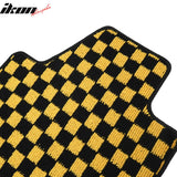 Front Rear Waterproof Floor Mats for Nissan Altima Sedan 4-Door 2013-2018 Black Yellow Plaid Checkered Carpets PP & Loop Pile Surface & TPE Backing 4P