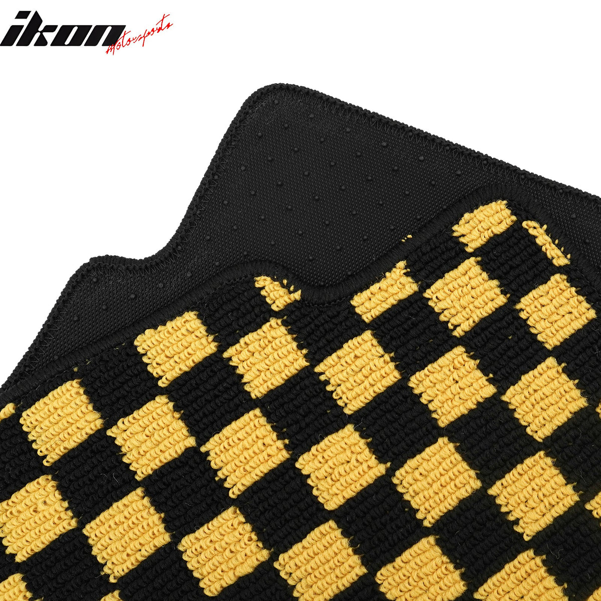 Front Rear Waterproof Floor Mats for Nissan Altima Sedan 4-Door 2013-2018 Black Yellow Plaid Checkered Carpets PP & Loop Pile Surface & TPE Backing 4P
