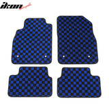 Waterproof Floor Mats for Chevrolet Cruze 2008-2015 & Cruze Limited 2016 Black Blue Plaid Checkered Carpets PP & Loop Pile Surface & TPE Backing 4PCS