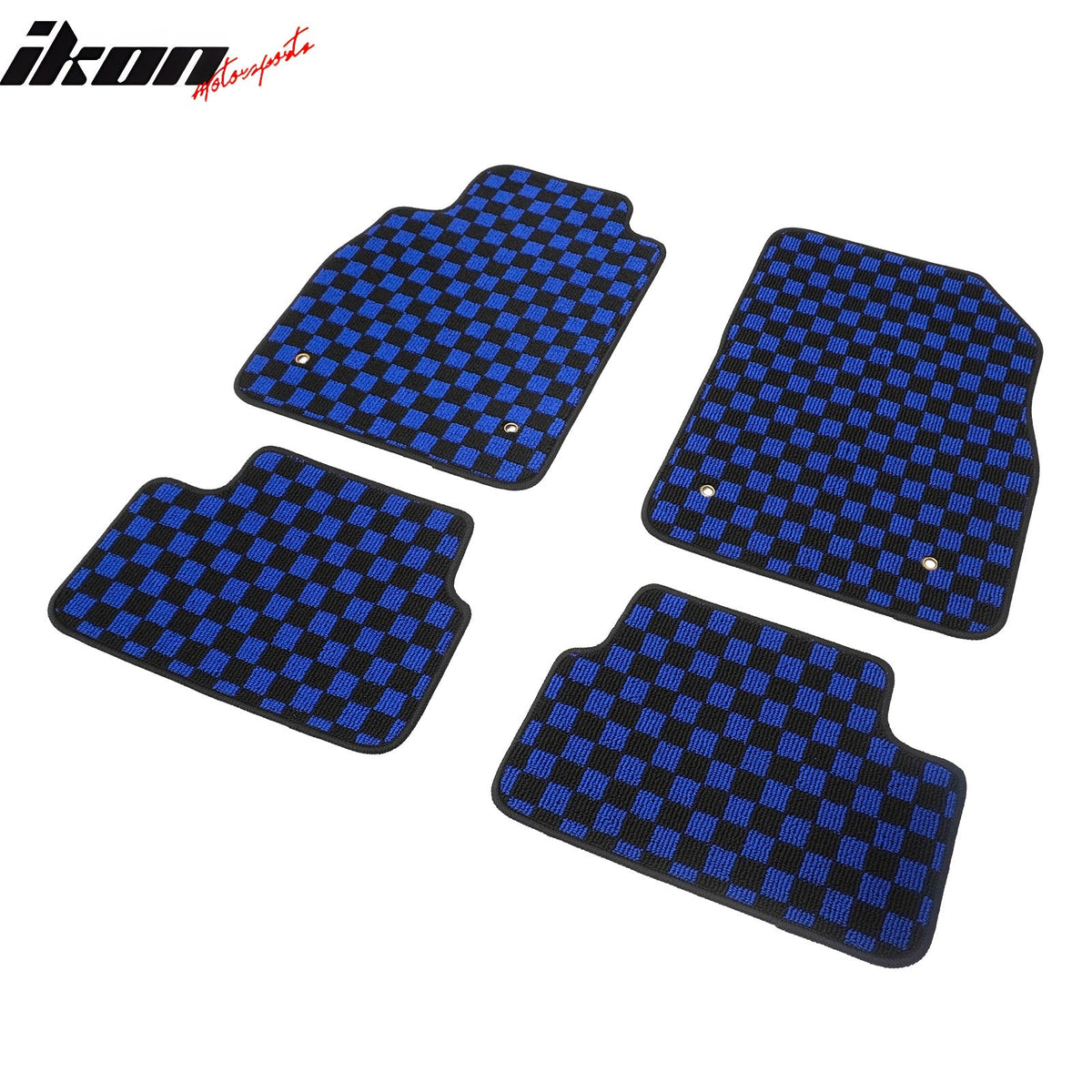 Waterproof Floor Mats for Chevrolet Cruze 2008-2015 & Cruze Limited 2016 Black Blue Plaid Checkered Carpets PP & Loop Pile Surface & TPE Backing 4PCS