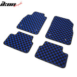 Waterproof Floor Mats for Chevrolet Cruze 2008-2015 & Cruze Limited 2016 Black Blue Plaid Checkered Carpets PP & Loop Pile Surface & TPE Backing 4PCS