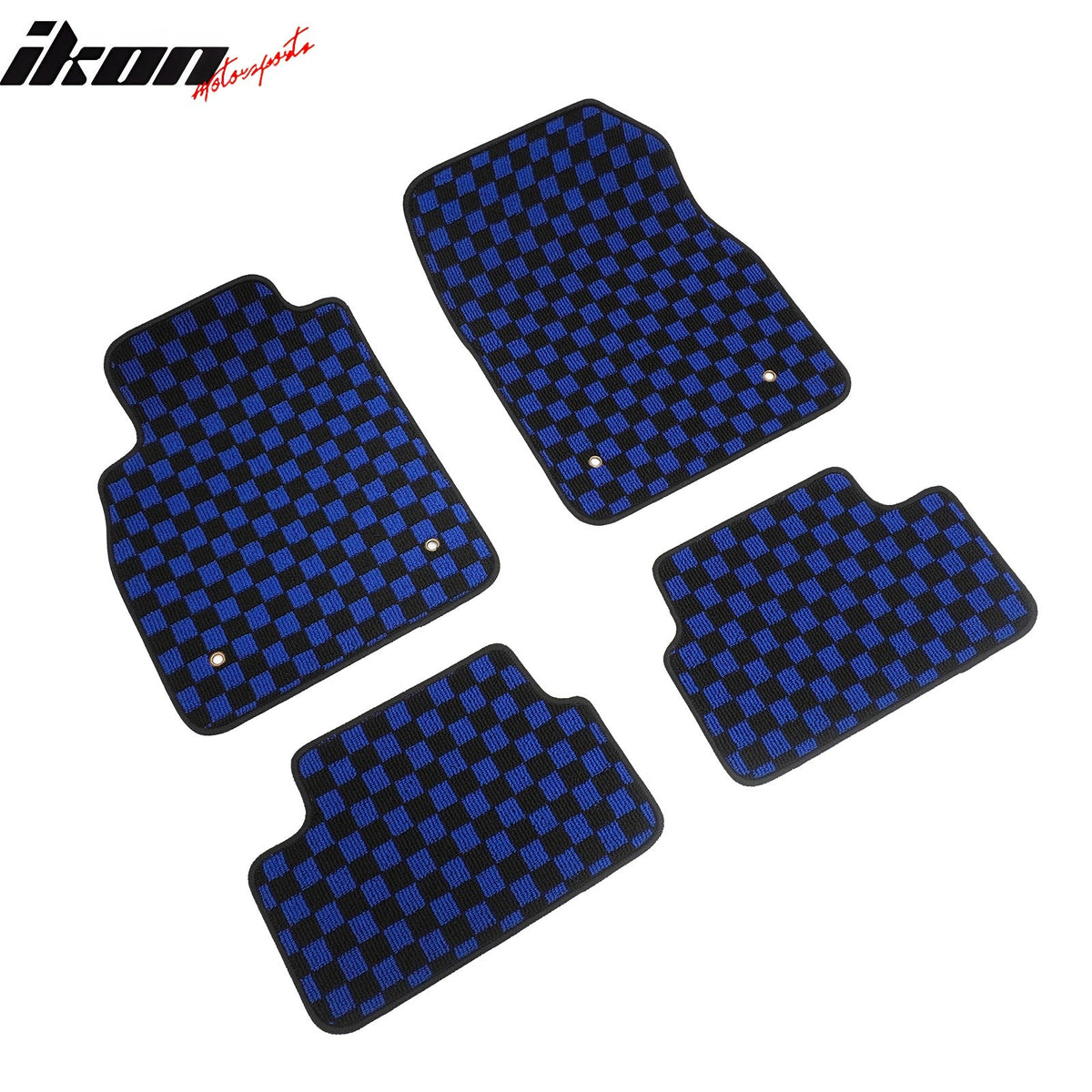 Waterproof Floor Mats for Chevrolet Cruze 2008-2015 & Cruze Limited 2016 Black Blue Plaid Checkered Carpets PP & Loop Pile Surface & TPE Backing 4PCS