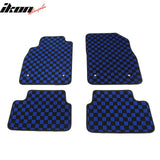 Waterproof Floor Mats for Chevrolet Cruze 2008-2015 & Cruze Limited 2016 Black Blue Plaid Checkered Carpets PP & Loop Pile Surface & TPE Backing 4PCS
