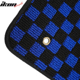 Waterproof Floor Mats for Chevrolet Cruze 2008-2015 & Cruze Limited 2016 Black Blue Plaid Checkered Carpets PP & Loop Pile Surface & TPE Backing 4PCS