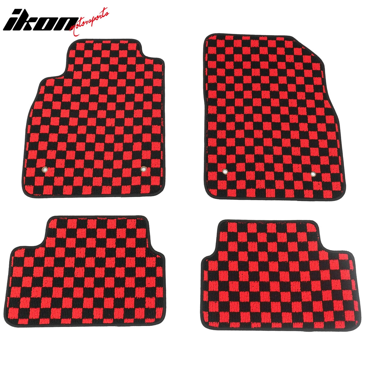 Waterproof Floor Mats for Chevrolet Cruze 2008-2015 & Cruze Limited 2016 Black Red Plaid Checkered Carpets PP & Loop Pile Surface & TPE Backing 4PCS