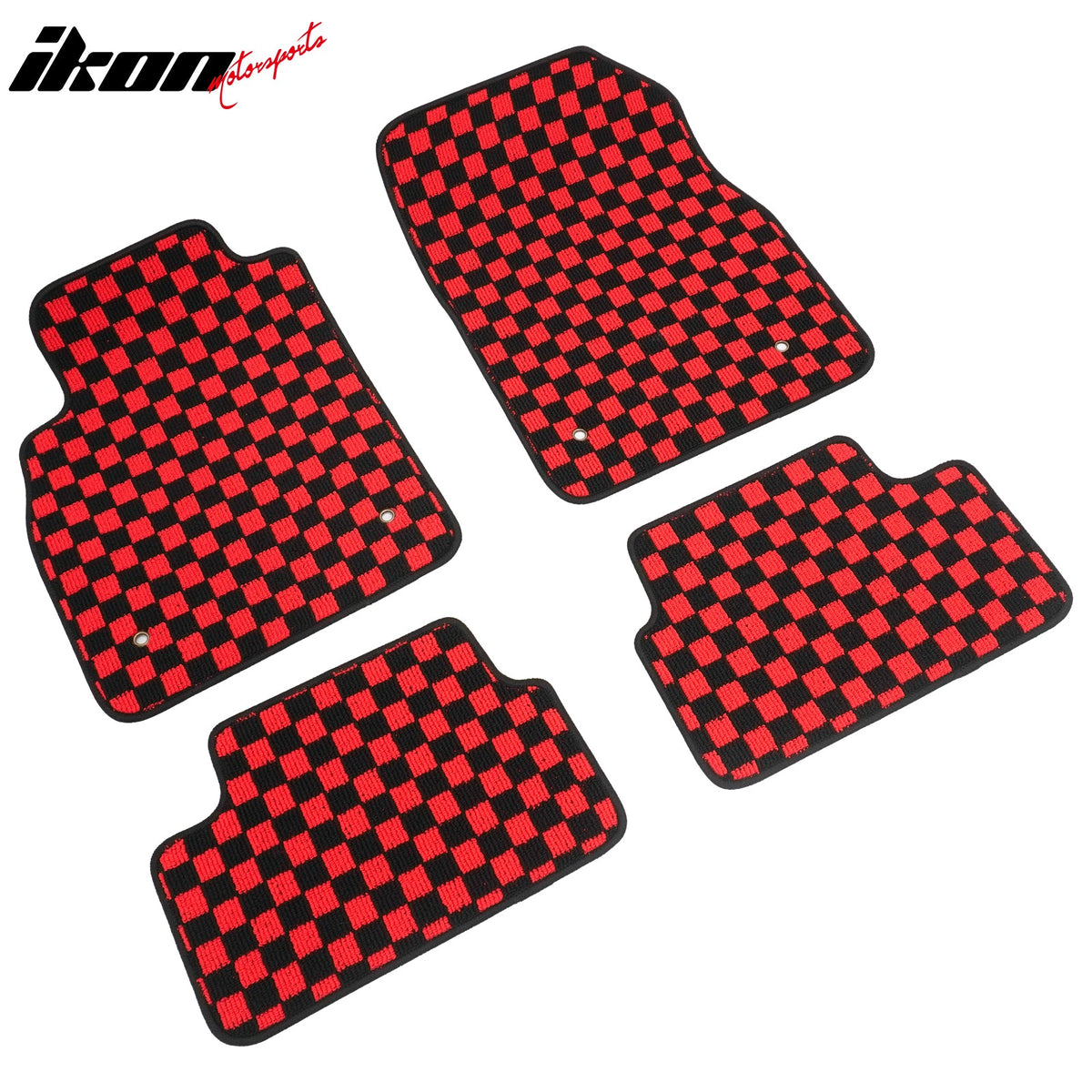 Waterproof Floor Mats for Chevrolet Cruze 2008-2015 & Cruze Limited 2016 Black Red Plaid Checkered Carpets PP & Loop Pile Surface & TPE Backing 4PCS