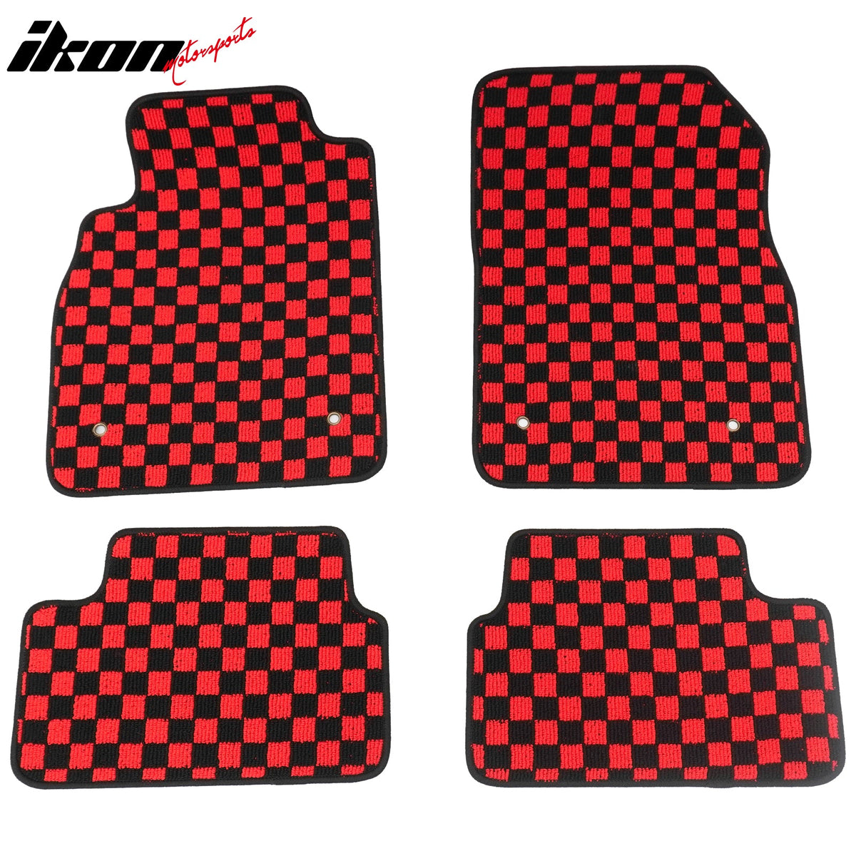 Waterproof Floor Mats for Chevrolet Cruze 2008-2015 & Cruze Limited 2016 Black Red Plaid Checkered Carpets PP & Loop Pile Surface & TPE Backing 4PCS