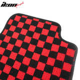 Waterproof Floor Mats for Chevrolet Cruze 2008-2015 & Cruze Limited 2016 Black Red Plaid Checkered Carpets PP & Loop Pile Surface & TPE Backing 4PCS