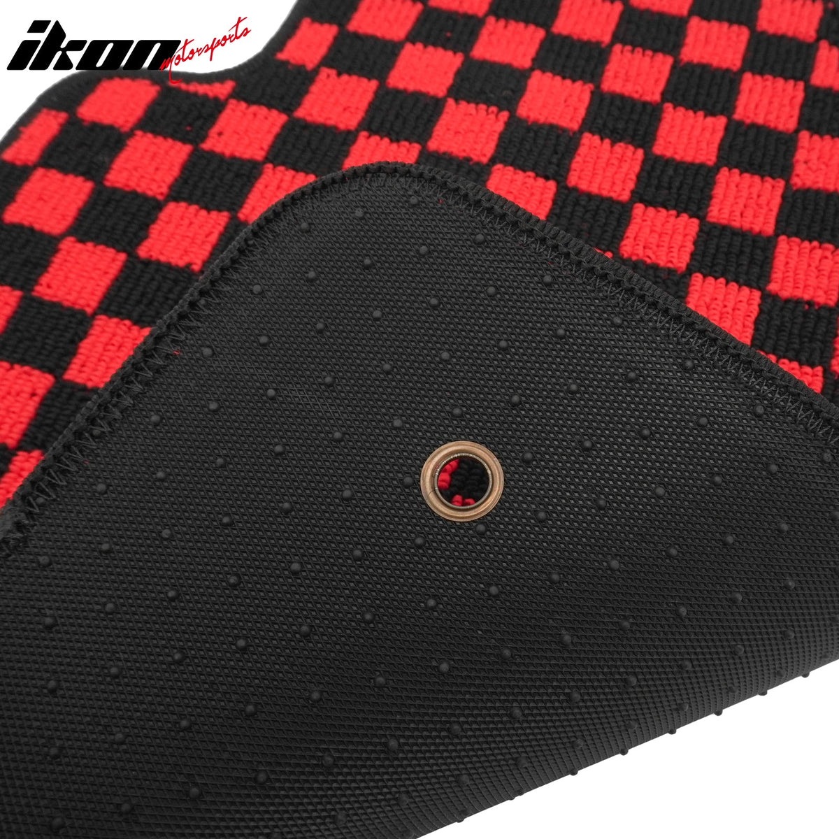 Waterproof Floor Mats for Chevrolet Cruze 2008-2015 & Cruze Limited 2016 Black Red Plaid Checkered Carpets PP & Loop Pile Surface & TPE Backing 4PCS