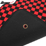 Waterproof Floor Mats for Chevrolet Cruze 2008-2015 & Cruze Limited 2016 Black Red Plaid Checkered Carpets PP & Loop Pile Surface & TPE Backing 4PCS