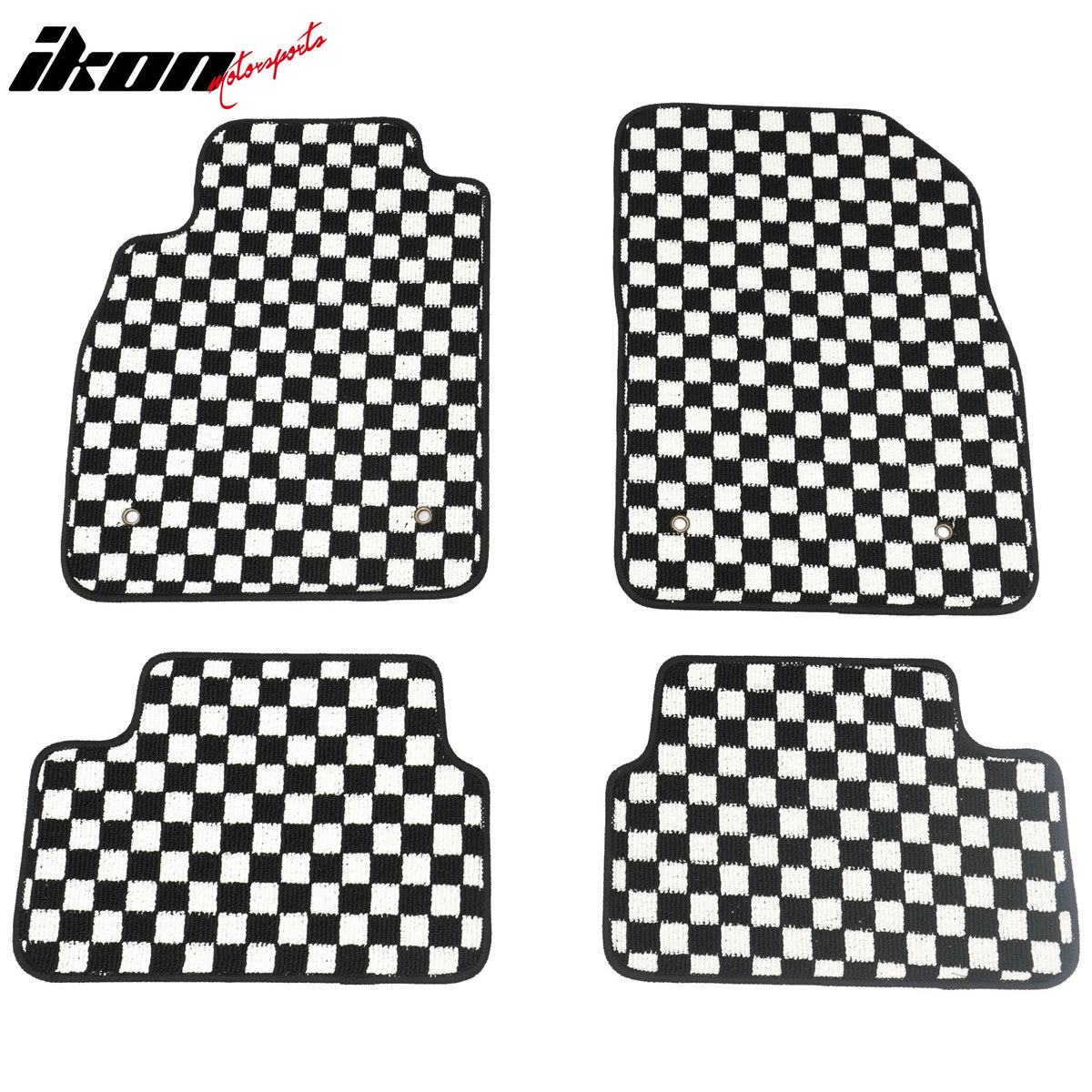 Waterproof Floor Mats for Chevrolet Cruze 2008-2015 & Cruze Limited 2016 Black White Plaid Checkered Carpets PP & Loop Pile Surface & TPE Backing 4PCS