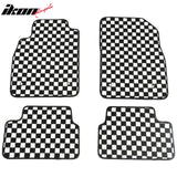 Waterproof Floor Mats for Chevrolet Cruze 2008-2015 & Cruze Limited 2016 Black White Plaid Checkered Carpets PP & Loop Pile Surface & TPE Backing 4PCS