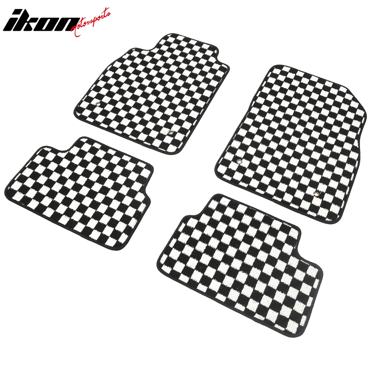 Waterproof Floor Mats for Chevrolet Cruze 2008-2015 & Cruze Limited 2016 Black White Plaid Checkered Carpets PP & Loop Pile Surface & TPE Backing 4PCS