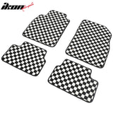 Waterproof Floor Mats for Chevrolet Cruze 2008-2015 & Cruze Limited 2016 Black White Plaid Checkered Carpets PP & Loop Pile Surface & TPE Backing 4PCS