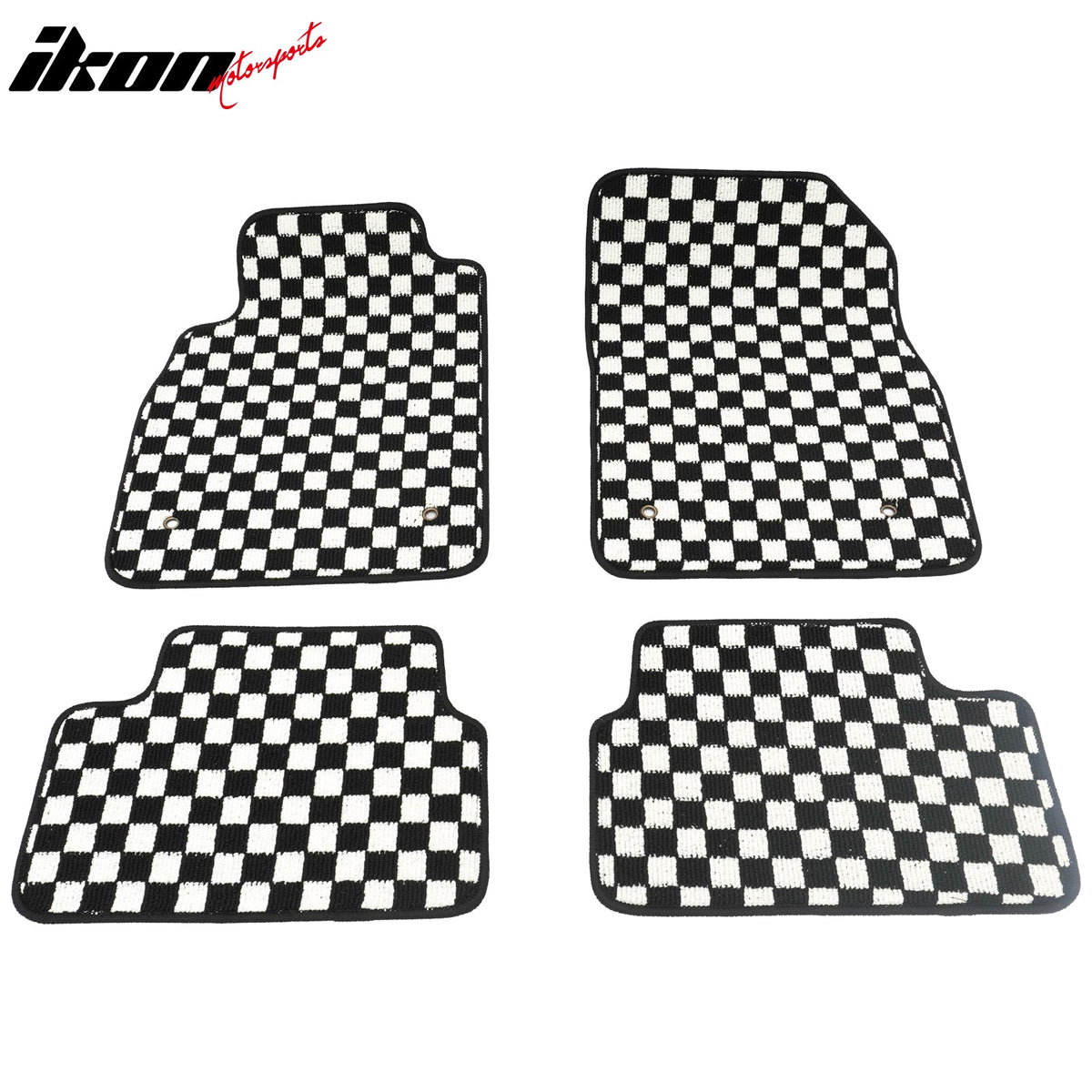 Waterproof Floor Mats for Chevrolet Cruze 2008-2015 & Cruze Limited 2016 Black White Plaid Checkered Carpets PP & Loop Pile Surface & TPE Backing 4PCS
