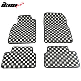 Waterproof Floor Mats for Chevrolet Cruze 2008-2015 & Cruze Limited 2016 Black White Plaid Checkered Carpets PP & Loop Pile Surface & TPE Backing 4PCS