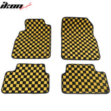 Waterproof Floor Mats for Chevrolet Cruze 2008-2015 & Cruze Limited 2016 Black Yellow Plaid Checkered Carpets PP & Loop Pile Surface & TPE Backing 4PC