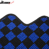 Front Rear Full Set Waterproof Floor Mats for Toyota Camry 2007-2011 Black Blue Plaid Checkered Carpets PP & Loop Pile Surface & TPE Backing 4PCS