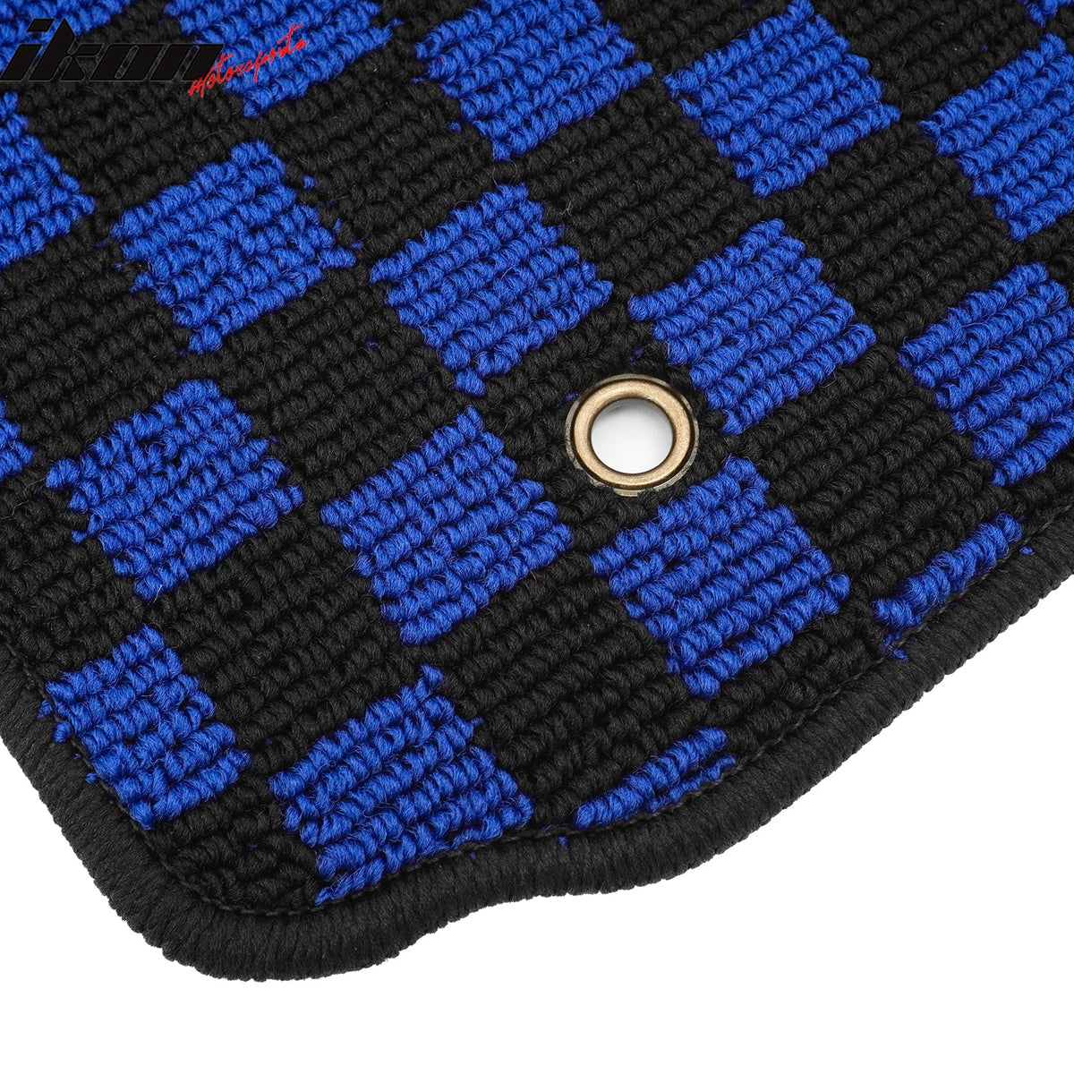Front Rear Full Set Waterproof Floor Mats for Toyota Camry 2007-2011 Black Blue Plaid Checkered Carpets PP & Loop Pile Surface & TPE Backing 4PCS