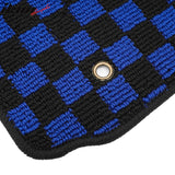 Front Rear Full Set Waterproof Floor Mats for Toyota Camry 2007-2011 Black Blue Plaid Checkered Carpets PP & Loop Pile Surface & TPE Backing 4PCS