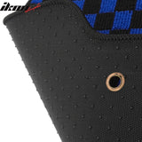 Front Rear Full Set Waterproof Floor Mats for Toyota Camry 2007-2011 Black Blue Plaid Checkered Carpets PP & Loop Pile Surface & TPE Backing 4PCS