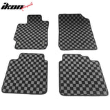 2007-2011 Toyota Camry Floor Mats Carpet Black Gray Plaid Polypropylene