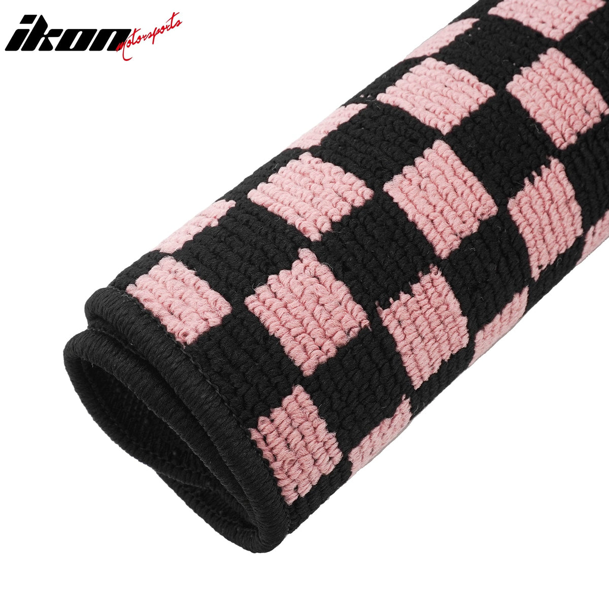 Front Rear Full Set Waterproof Floor Mats for Toyota Camry 2007-2011 Black Pink Plaid Checkered Carpets PP & Loop Pile Surface & TPE Backing 4PCS