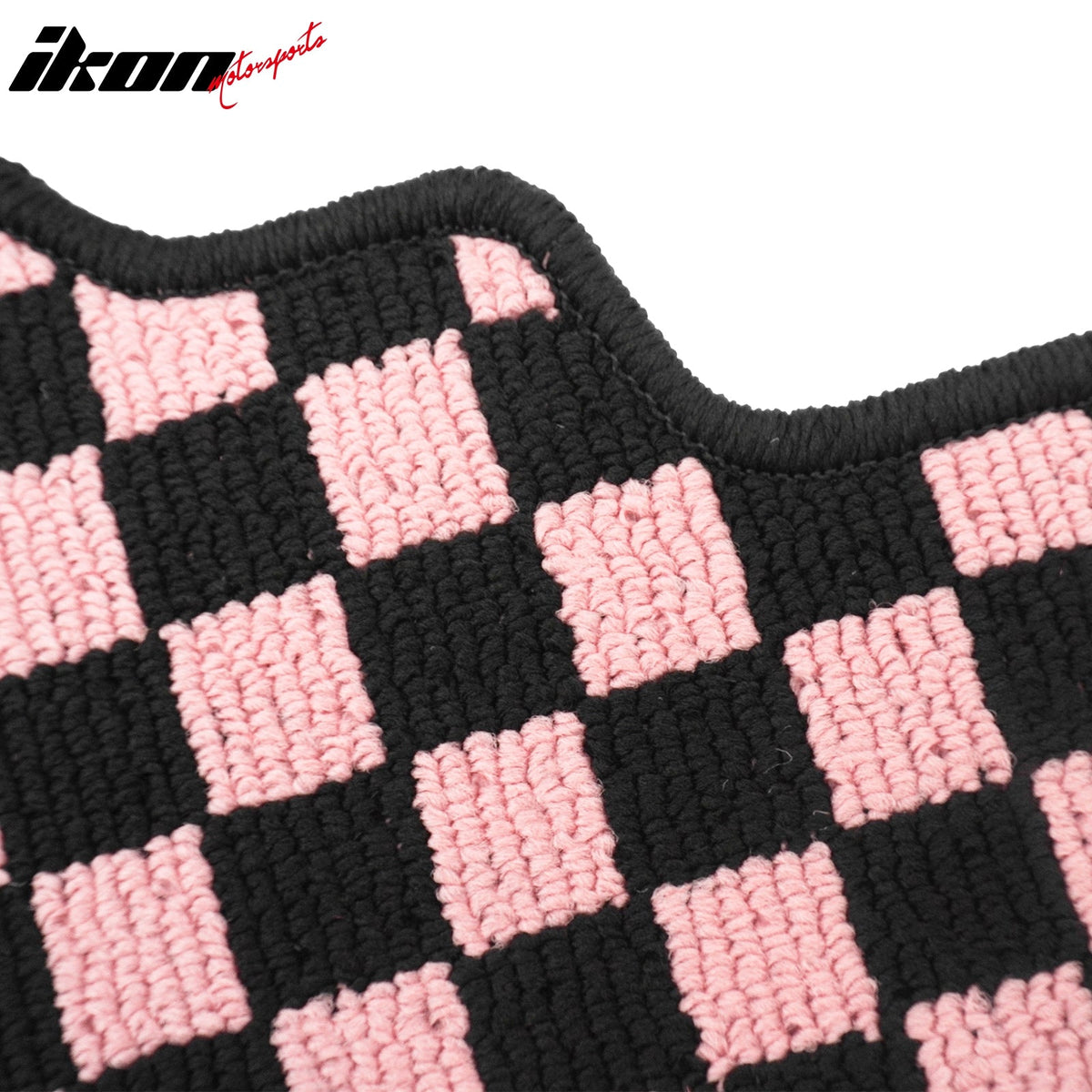 Front Rear Full Set Waterproof Floor Mats for Toyota Camry 2007-2011 Black Pink Plaid Checkered Carpets PP & Loop Pile Surface & TPE Backing 4PCS