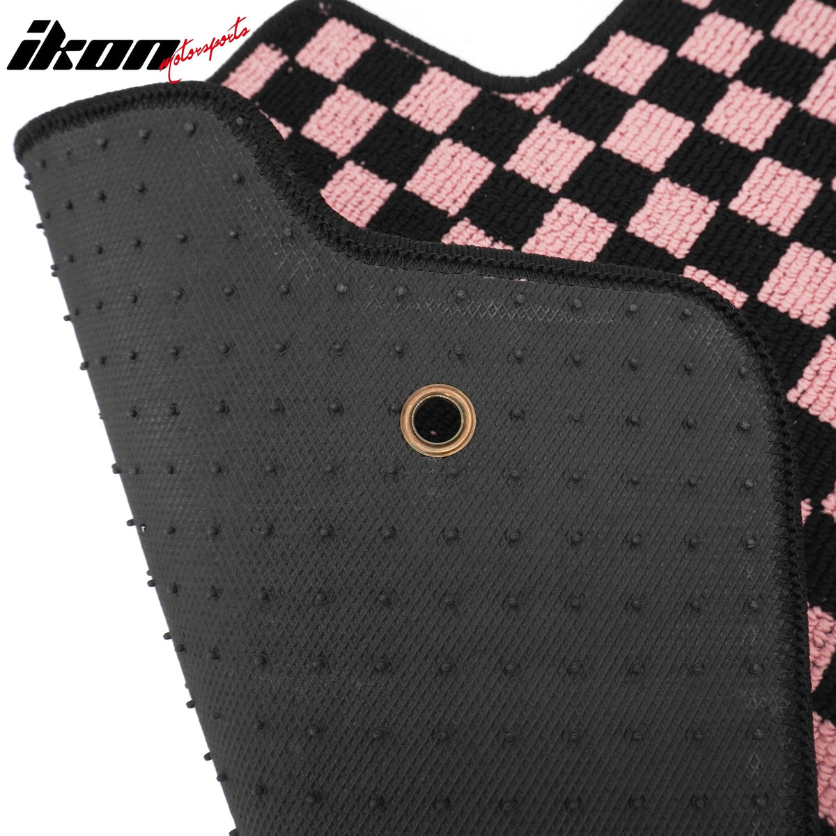 Front Rear Full Set Waterproof Floor Mats for Toyota Camry 2007-2011 Black Pink Plaid Checkered Carpets PP & Loop Pile Surface & TPE Backing 4PCS